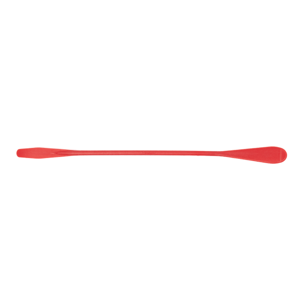 Top view of our red long double-ended use spatula P-11.
